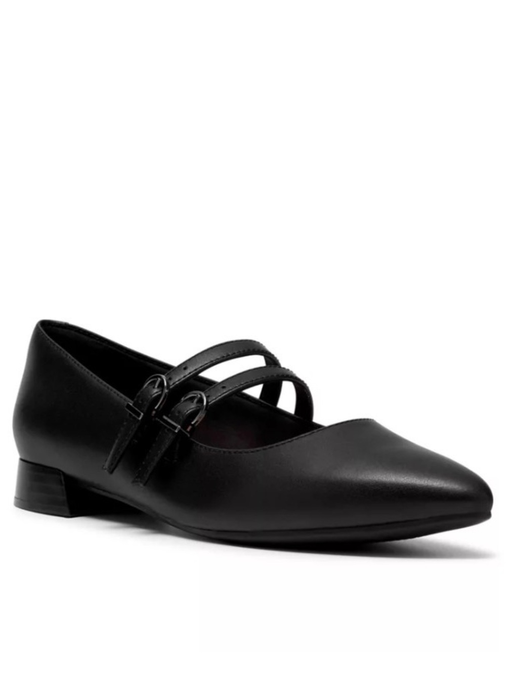 New🌿Clarks Black Double-Strap Pointed-Toe Mary Jane Flats - Picture 7 of 7